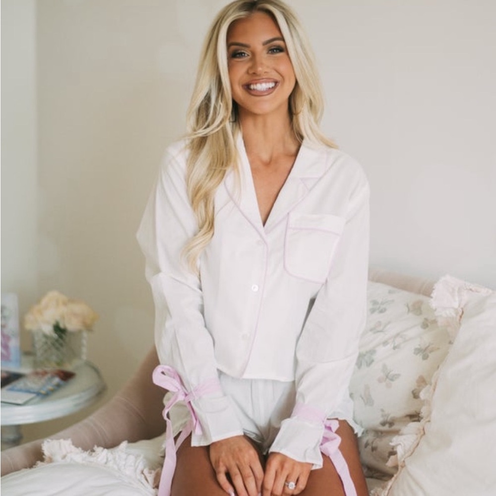 These Three Boutique- White and Pink Women's Pajama Set